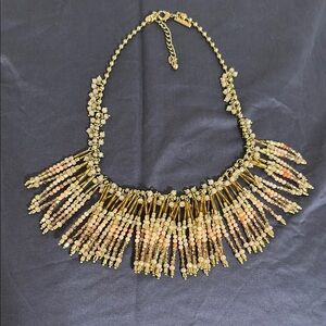 White House Black Market Gold and Peach Fringe Necklace